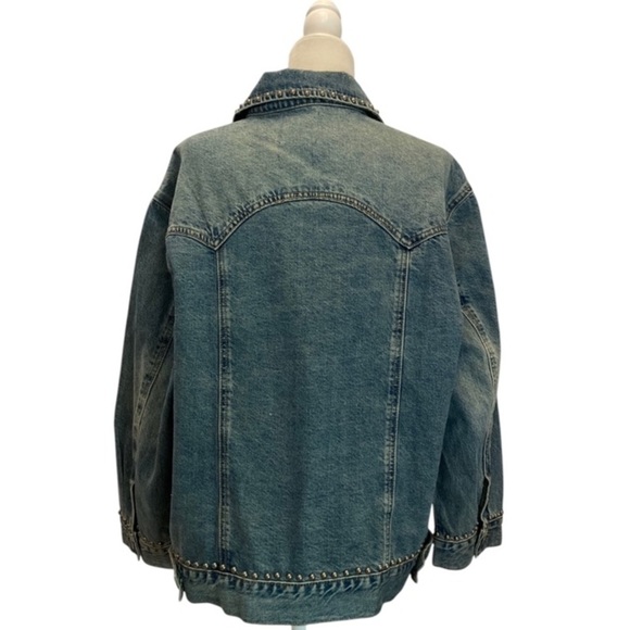 FOUND Azar Studded Oversized Denim Jean Jacket NWT Statement Layering Piece - Picture 6 of 16